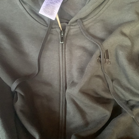 New ADIDAS Plus Size Zippered Logo-Sleeve Hoodie - Picture 6 of 7